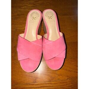 Vince Camuto Pink Suede Cork Platform Wedge Sandals Size